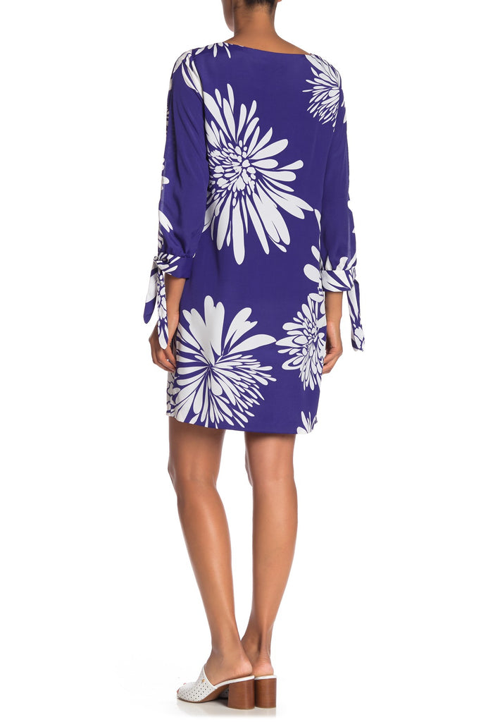 Trina Turk Fondness Floral Split Sleeve Dress, Midnight Blue