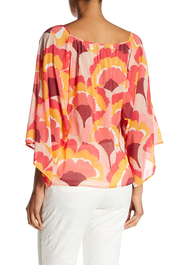 Trina Turk Ginkoba Printed Silk 3/4 Sleeve Blouse, Multi