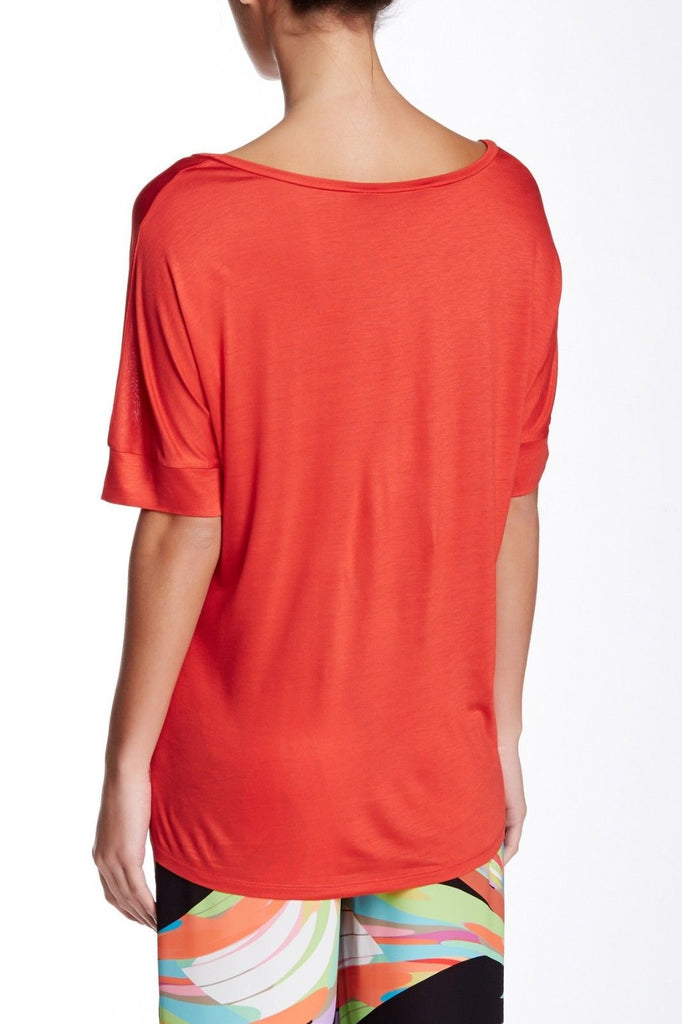 Trina Turk Jessnia Viscose Scoop-Neck Tee, Cherry (Red-Orange)