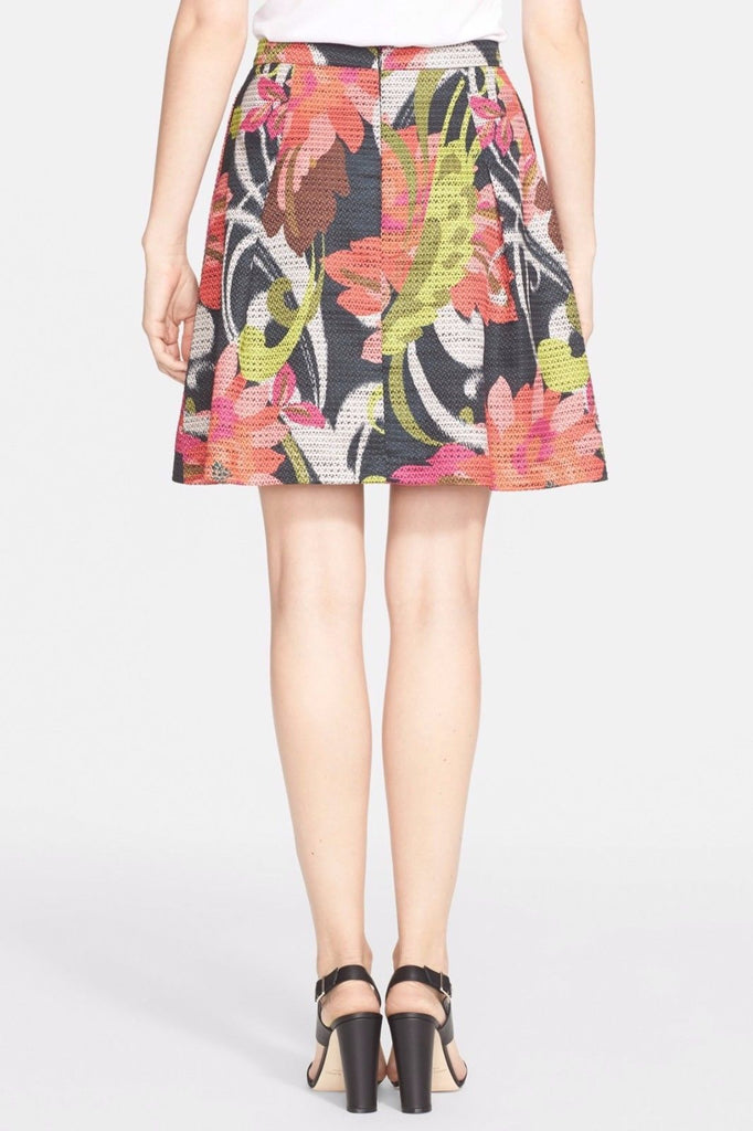 Trina Turk Kael Tweed Floral Print A-Line Skirt, Multi