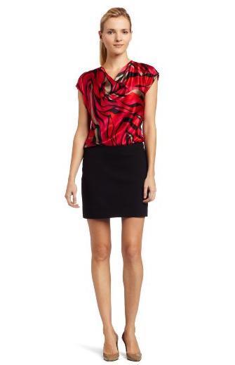 Trina Turk 'Luci' Silk & Stretch Knit Combo Dress, Black Multi