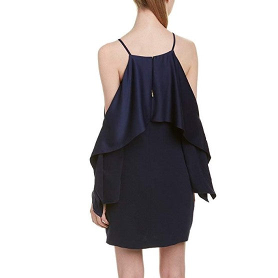 Trina Turk Mia Draped Cold-Shoulder Shift Dress, Indigo