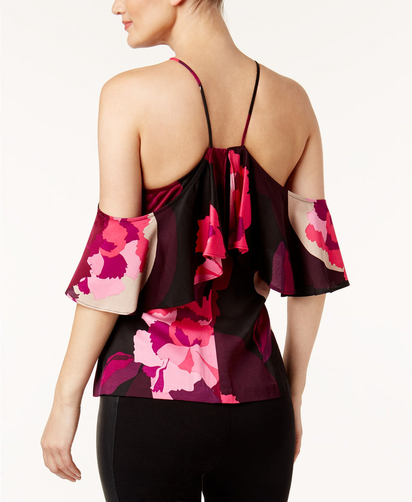 Trina Turk Olan Cold-Shoulder Floral-Print Halter Top, Multi