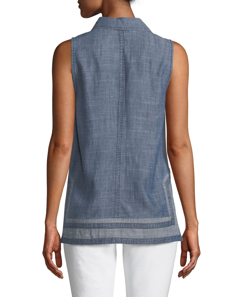 Trina Turk Pleasanton Sleeveless Chambray Tunic Top, Indigo