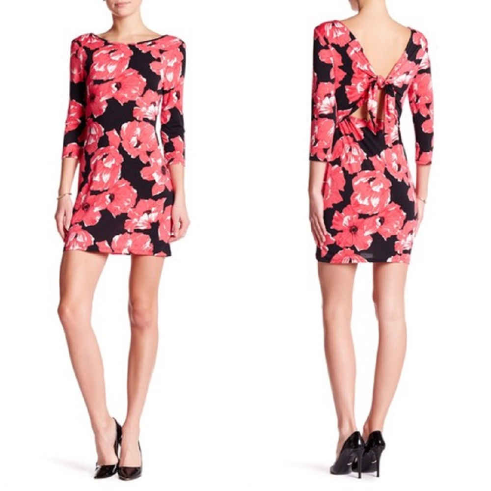 Trina Turk Tina Poppy-Print Tie-Back Jersey Dress, Multi