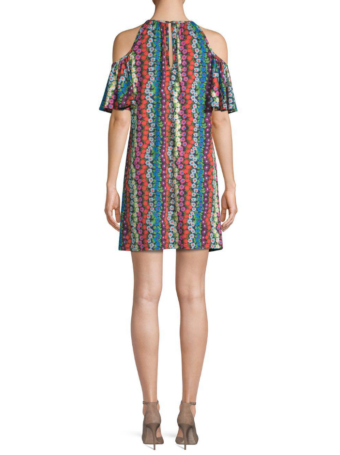 Trina Turk Viola Cold-Shoulder Floral Print Shift Dress, Multi