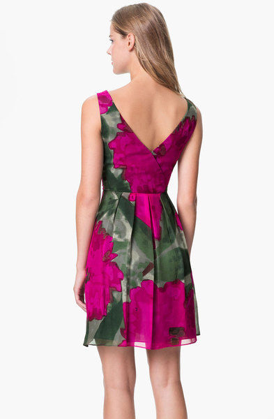 Trina Turk Winston Silk Watercolor Floral Printed Dress, Magenta