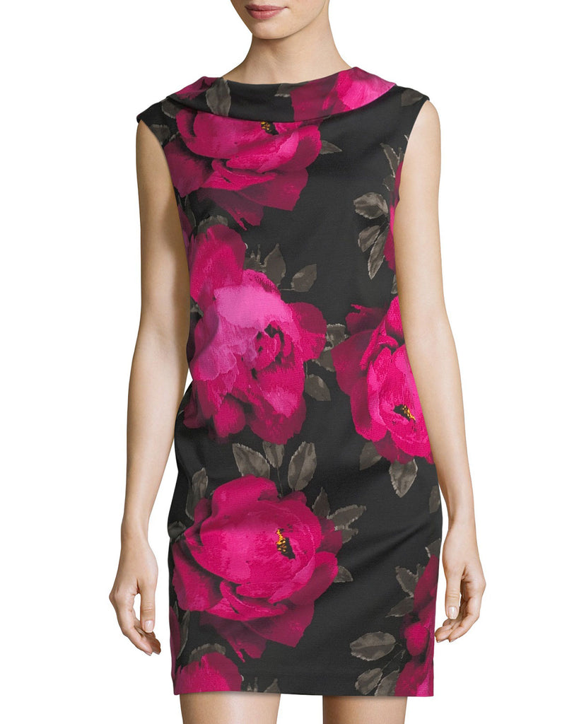 Trina Turk Wondrous Floral-Print Cowl-Neck Sheath Dress, Multi