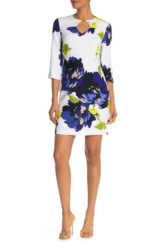 Trina Turk Ardor Keyhole Neckline Floral-Print Dress, Multi