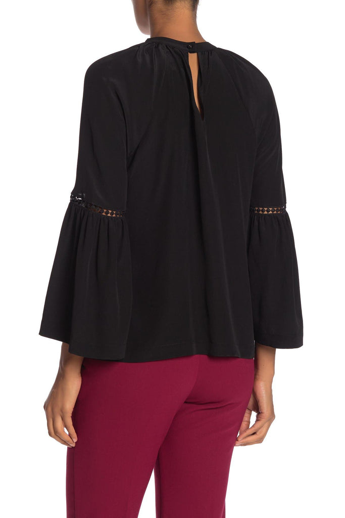 Trina Turk Brinley Bell Sleeve Silk Top, Black