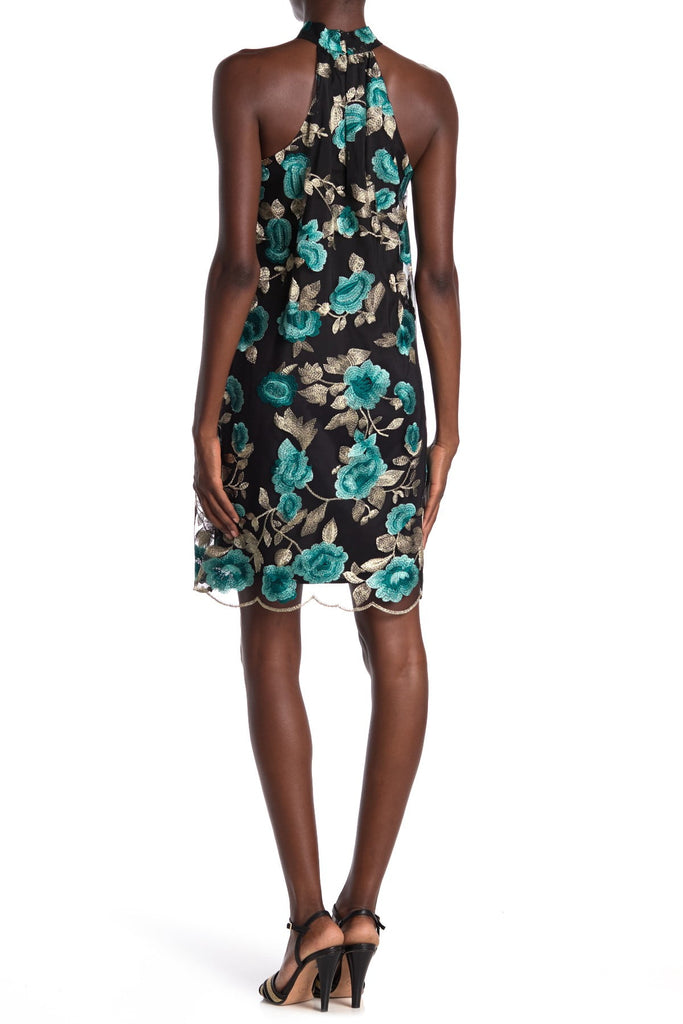 Trina Turk Cian Scalloped Embroidered Shift Dress, Petrol