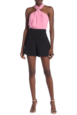 FRAME Linen-Blend Striped Paperbag Shorts, Off-White Multi