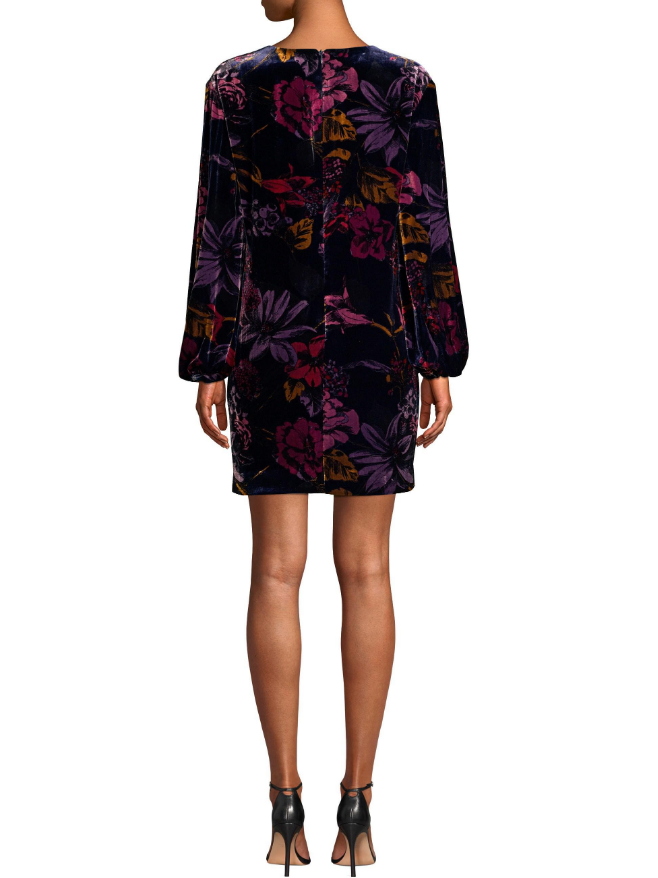 Trina Turk Eclair Floral-Print Velvet Shift Dress, Multi