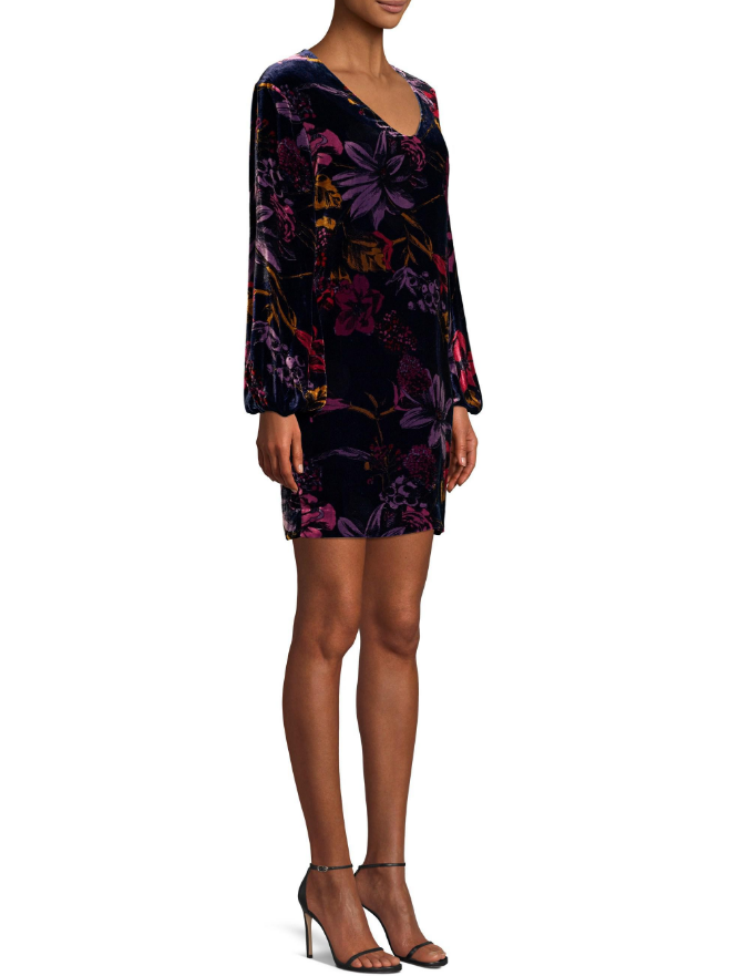Trina Turk Eclair Floral-Print Velvet Shift Dress, Multi