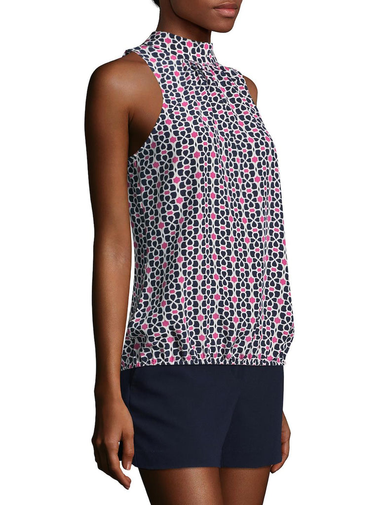 Trina Turk Hani Sleeveless Mock Neck Printed Silk Top, Multi