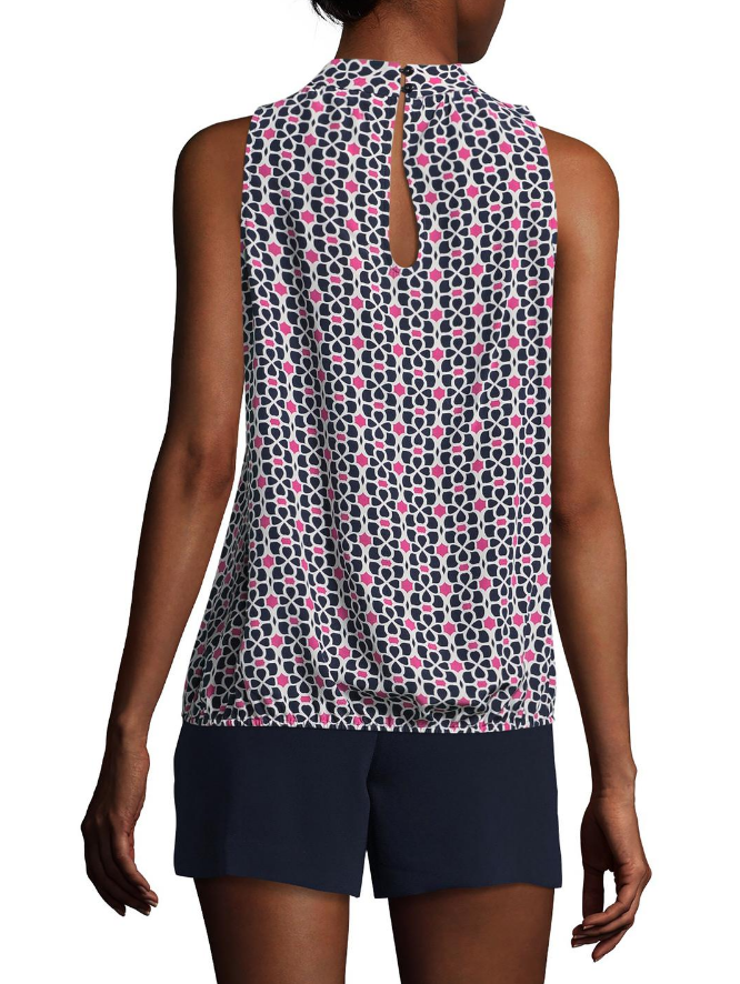 Trina Turk Hani Sleeveless Mock Neck Printed Silk Top, Multi