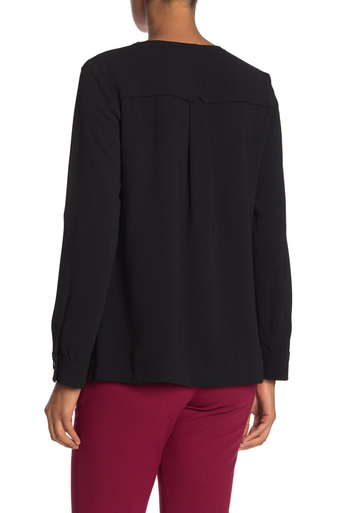 Trina Turk Hermosillo V-Neck Long Sleeve Top, Black