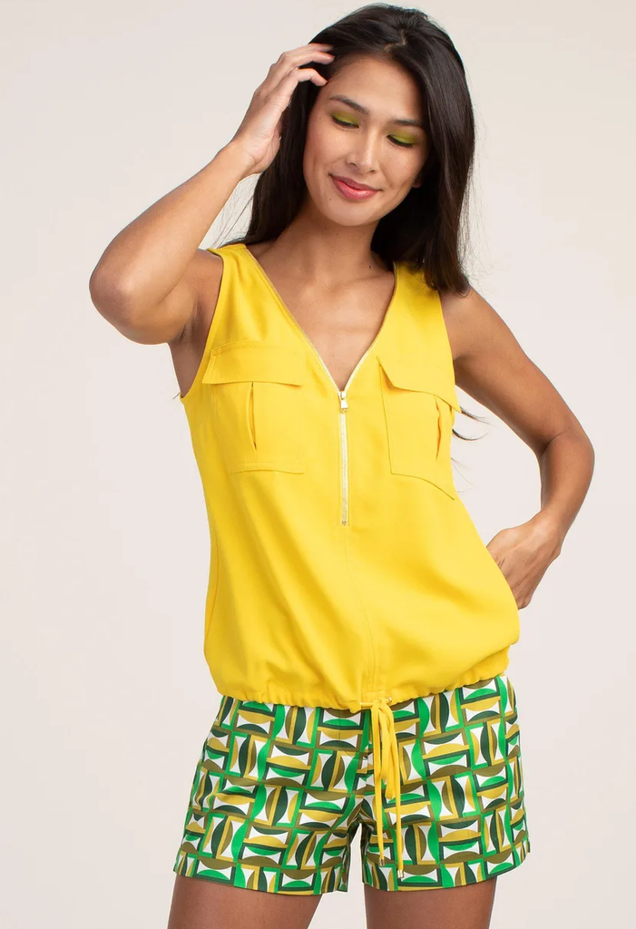 Trina Turk 'Karmandy' Zipper-Front Sleeveless Top, Buttercup