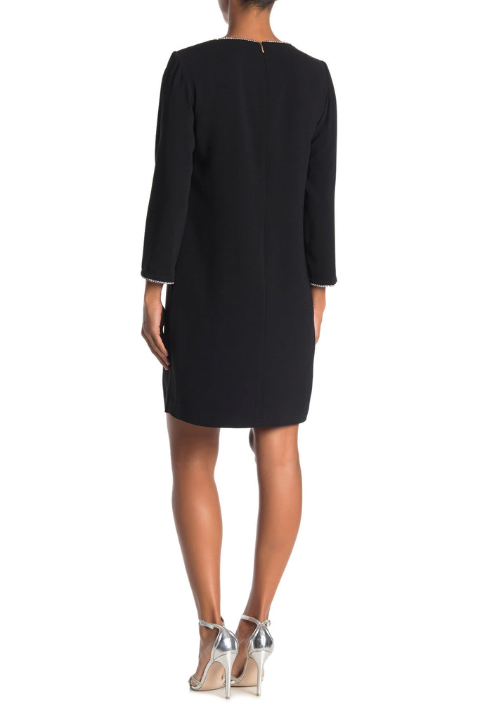 Trina Turk 'Liqueur' Rhinestone-Trim Crepe Shift Dress, Black