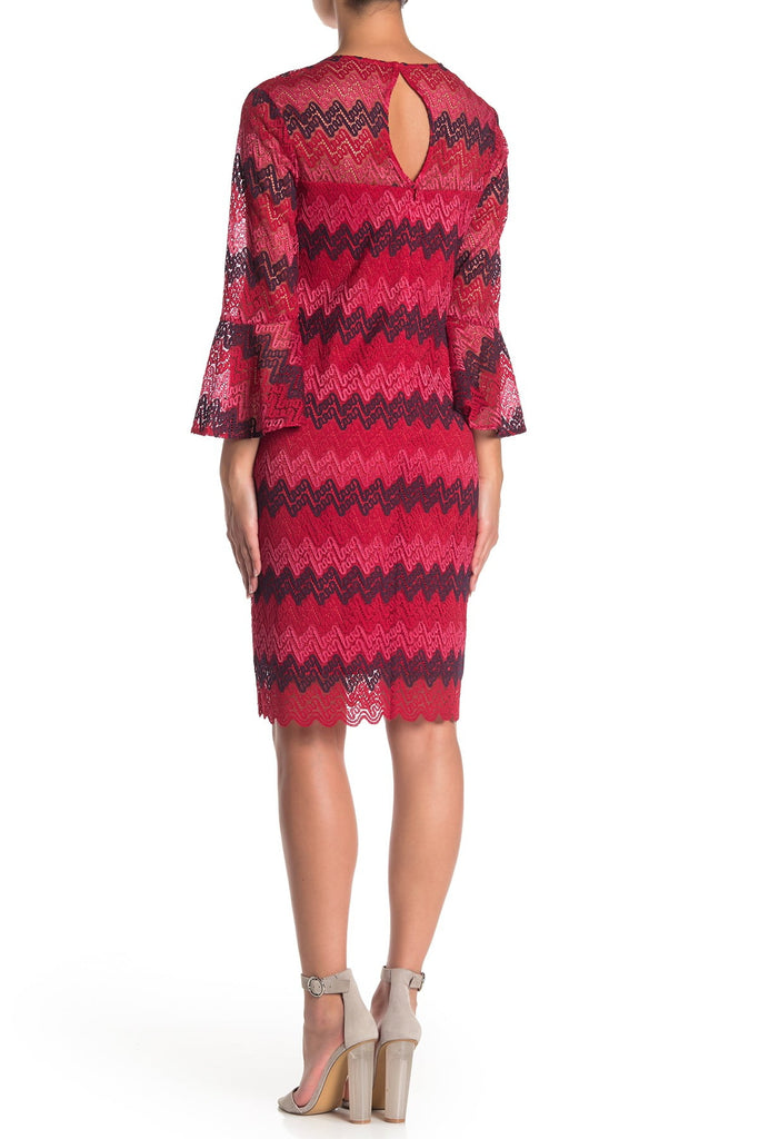 Trina Turk Lovey Knit Bell Sleeve Sheath Dress, Lipstick