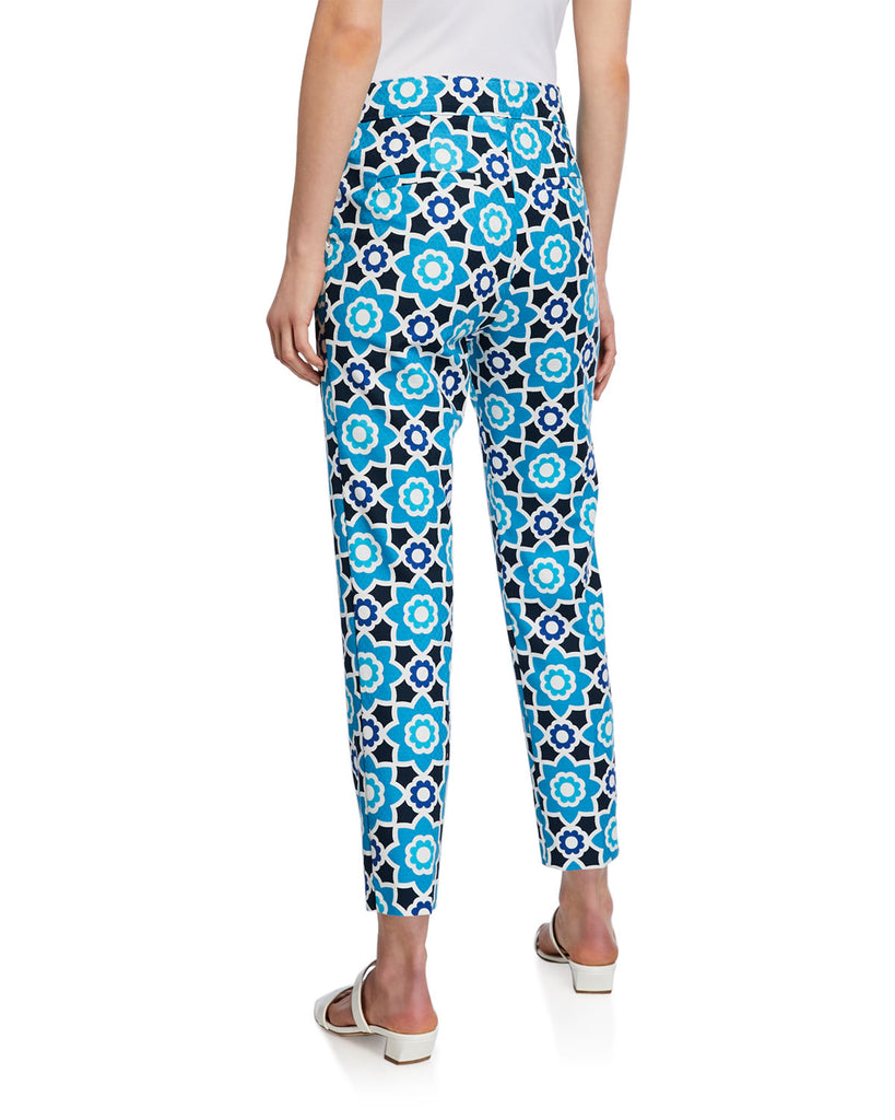 Trina Turk Moss 2 Tile-Print Cropped Pants, Turquoise