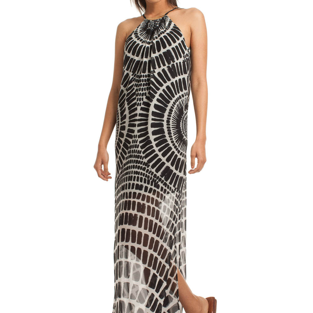 Trina Turk 'Nilsa' Graphic Print Halter Maxi Dress, Black/White
