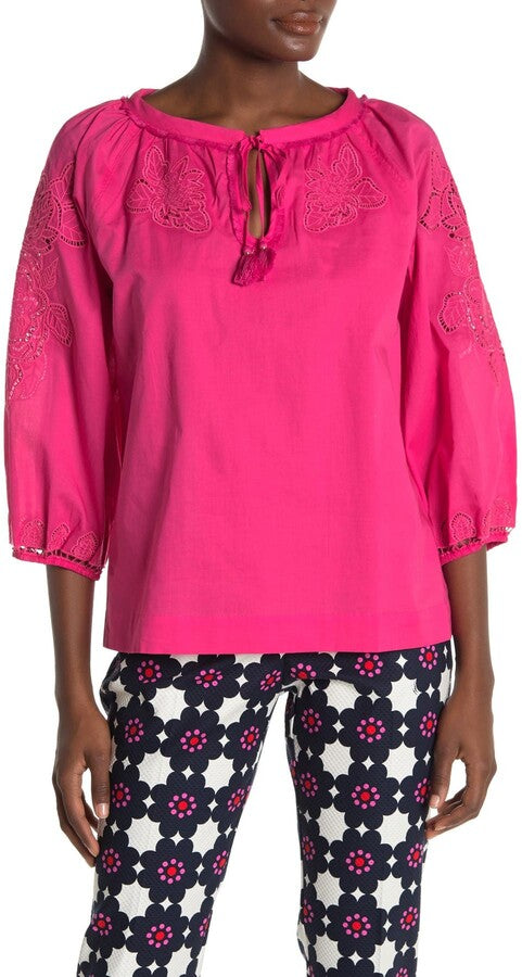Trina Turk 'Ojai' Embroidered Eyelet Top, Watermelon Beach