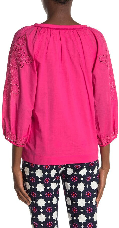 Trina Turk 'Ojai' Embroidered Eyelet Top, Watermelon Beach