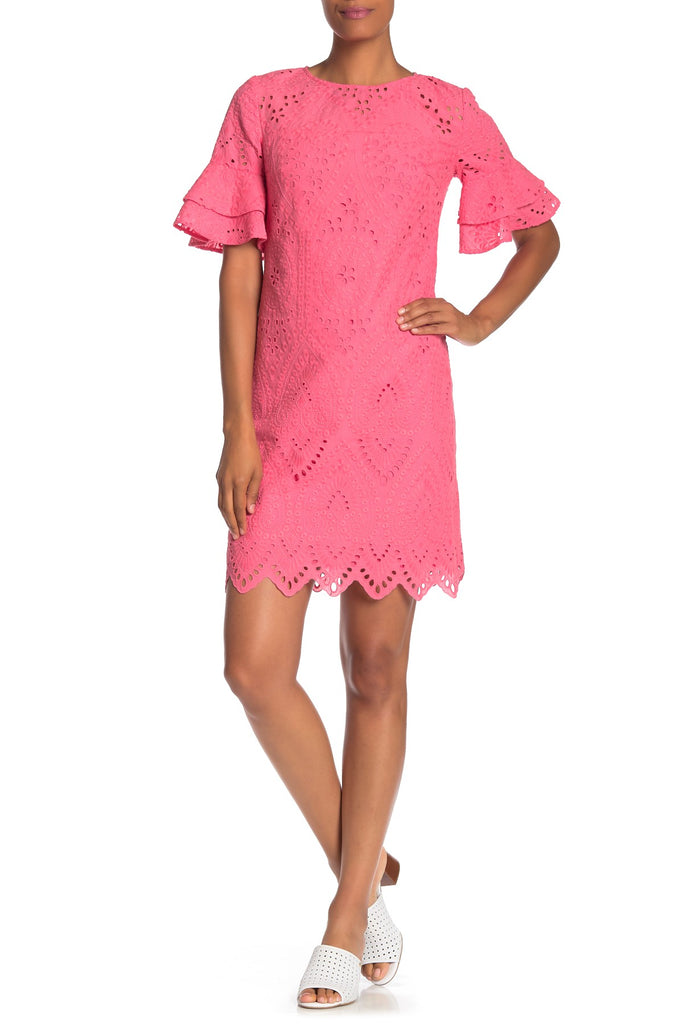Trina Turk Praise Embroidered Eyelet Sheath Dress, Cosmo Pink