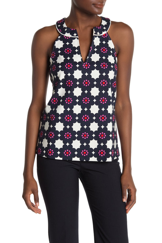 Trina Turk Coral Way Pua Kala Print Sleeveless Top, Indigo