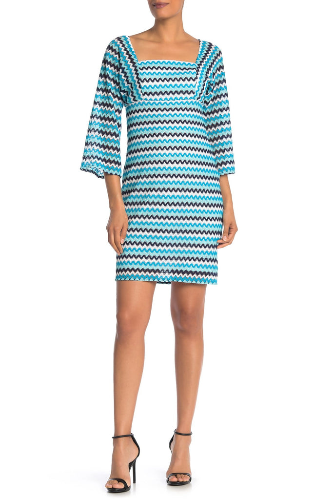 Trina Turk Quaint Crochet Lace Sheath Dress, Aqua Multi