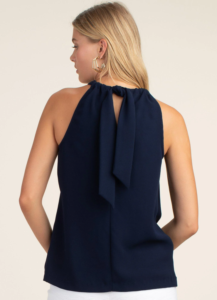 Trina Turk 'Rancho' Sleeveless Crepe Tie-Neck Top, Indigo