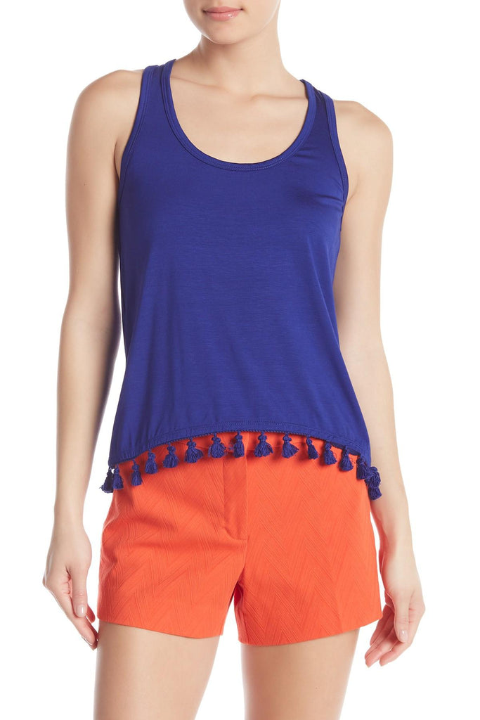 Trina Turk Tajo Tassel-Trim Sleeveless Top, Blueberry