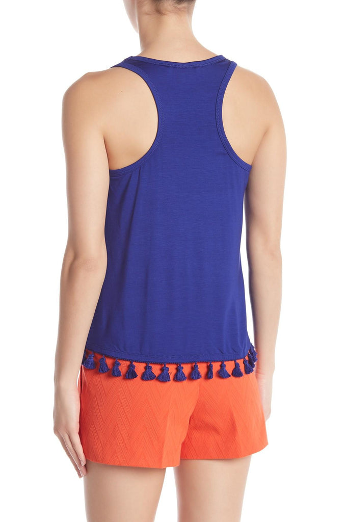 Trina Turk Tajo Tassel-Trim Sleeveless Top, Blueberry