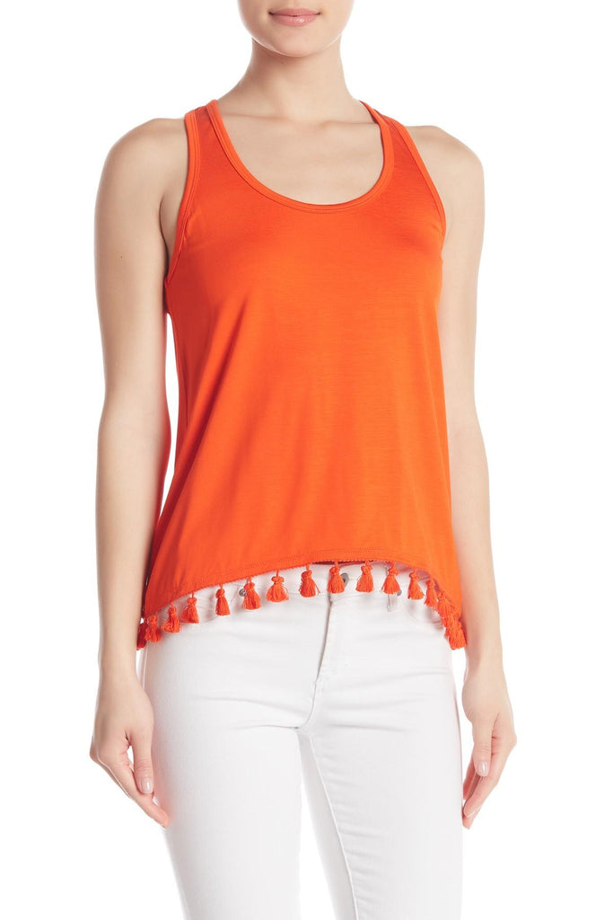 Trina Turk Tajo Tassel-Trim Sleeveless Top, Poppy