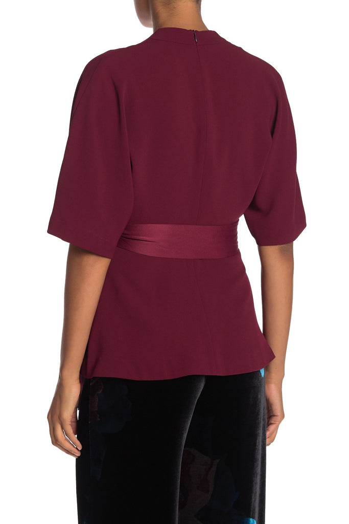 Trina Turk Unidos Surplice Tie-Waist Top, Pinot Noir