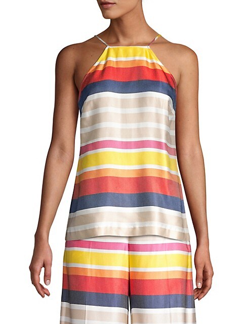 Trina Turk Shangri La Vina Striped Sleeveless Halter Top, Multi