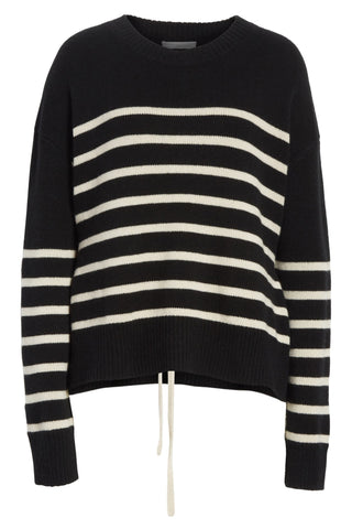 Vince Mixed Stripe Print Silk Shorts, Black/Ivory Combo