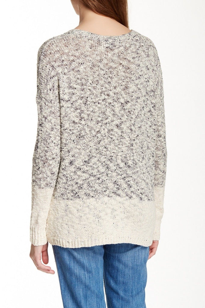 Vince Marble Colorblock Cotton Blend Sweater, Cream Marl