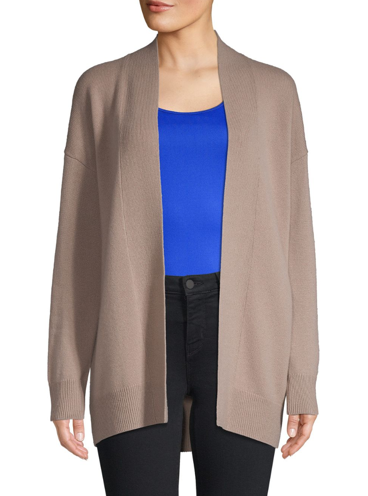 Vince Drop Shoulder Wool/Cashmere Cardigan Sweater, Wet Sand