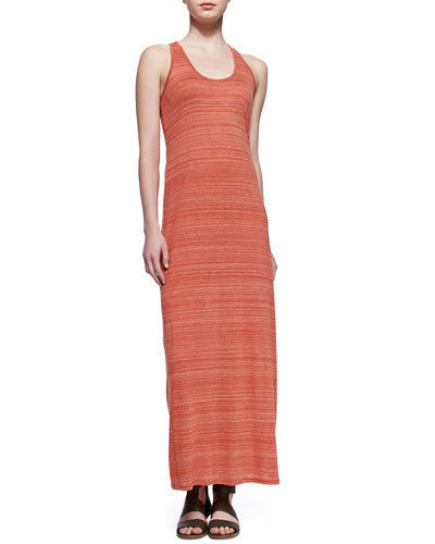 Vince Striped Slub Racerback Maxi Dress, Chili Orange