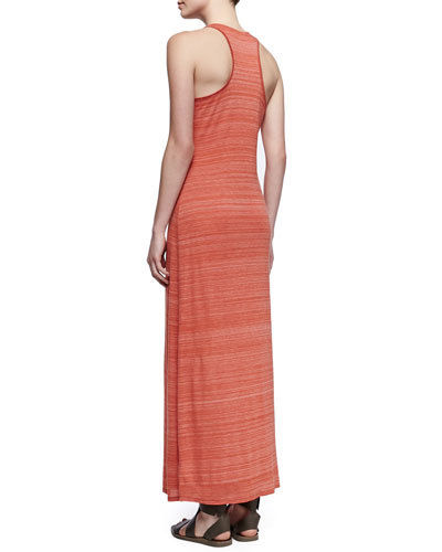 Vince Striped Slub Racerback Maxi Dress, Chili Orange