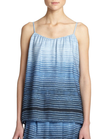 Vince Mixed Stripe Print Silk Shorts, Black/Ivory Combo