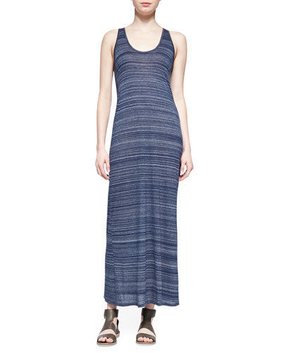 Vince Striped Slub Racerback Maxi Dress, Coastal Blue