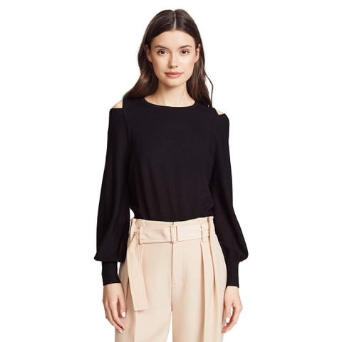 Vince Mixed Stripe Print Silk Shorts, Black/Ivory Combo