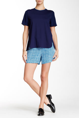 FRAME Linen-Blend Striped Paperbag Shorts, Off-White Multi
