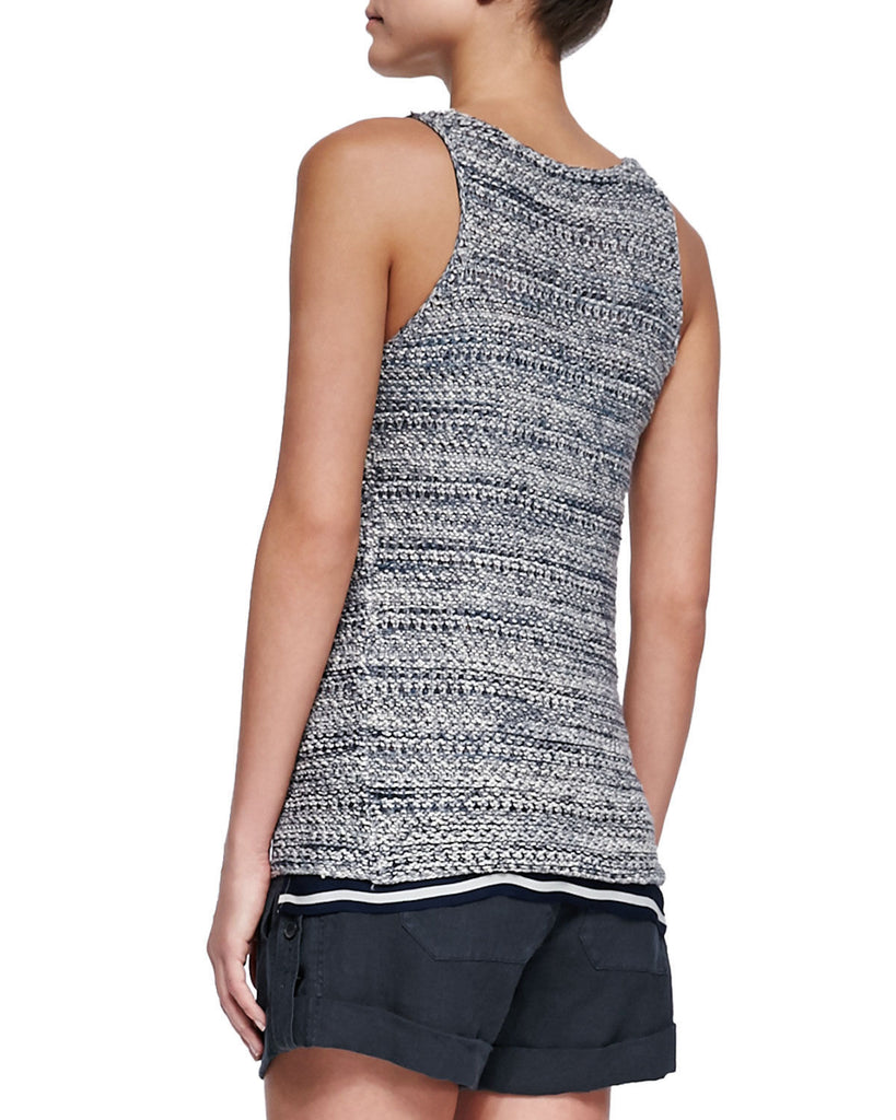 Vince Cotton Blend Racerback Sweater Tank, Cinder Mix