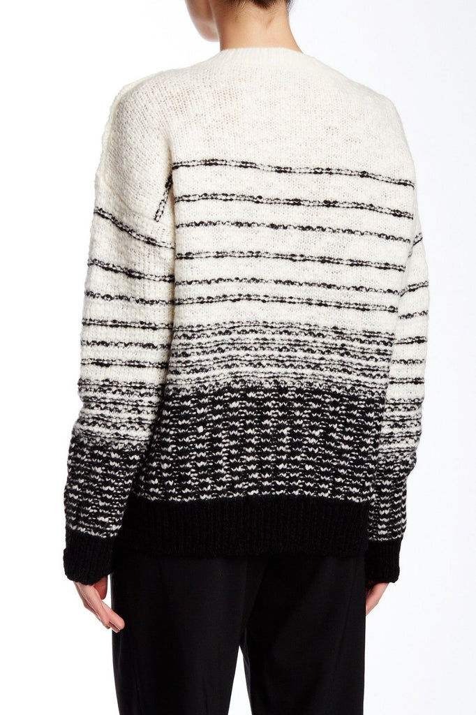 Vince Textured Stripe Wool Blend Sweater, Cream/Black