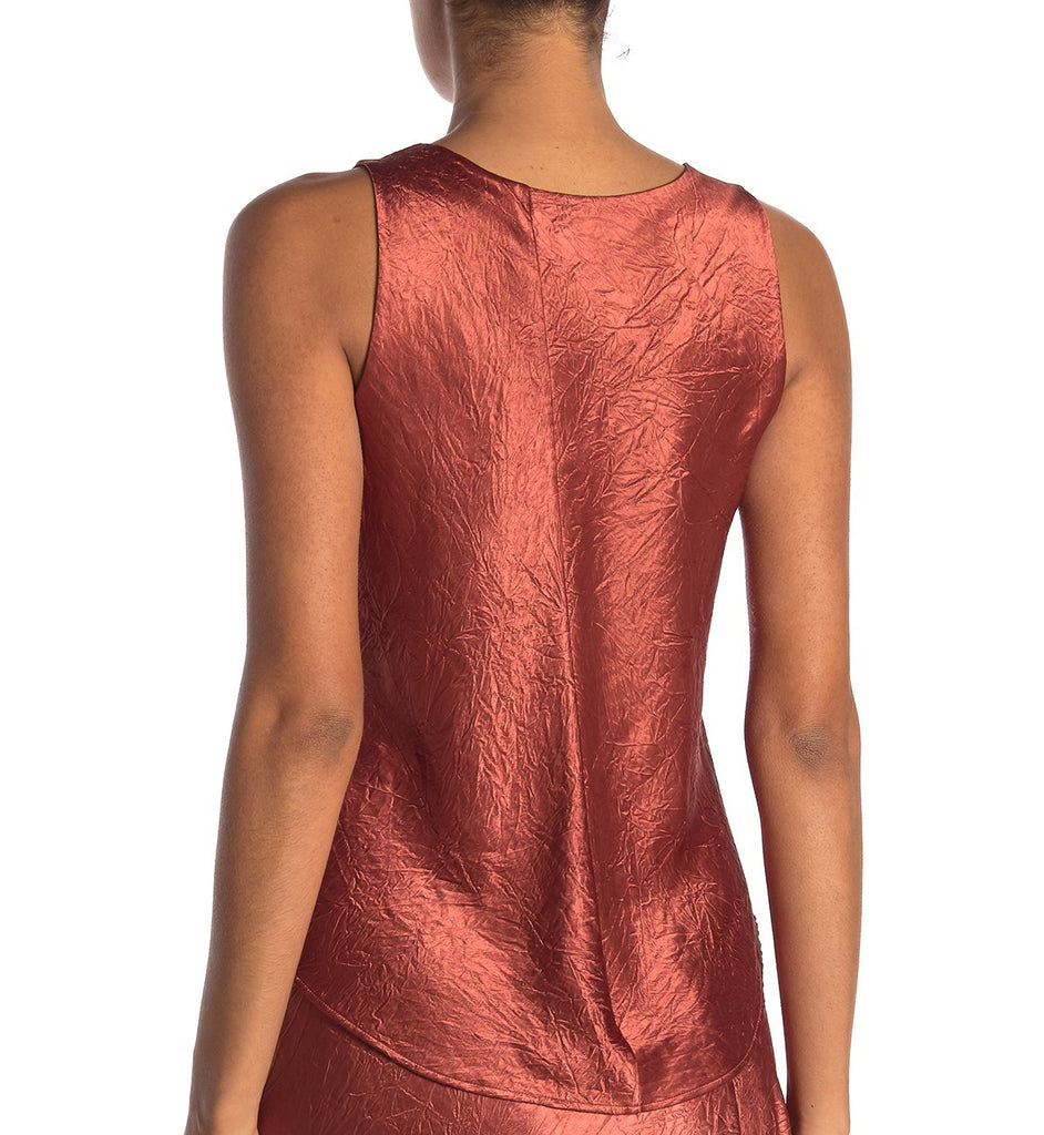 Vince Bias Textured Satin Sleeveless Tank Top, Spice