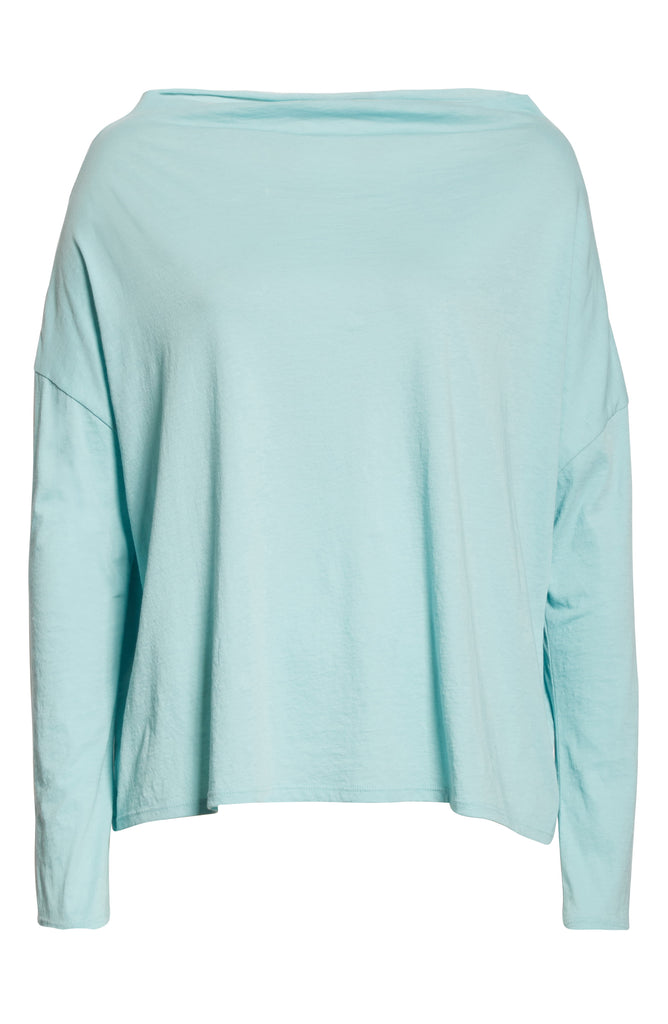 Vince Dropped Shoulder Pima Cotton Boatneck Top, Aria Blue